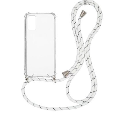 Θήκη Σιλικόνης με Κορδόνι ΑΣΠΡΟ/ΜΑΥΡΟ ΓΙΑ  Samsung Galaxy S20