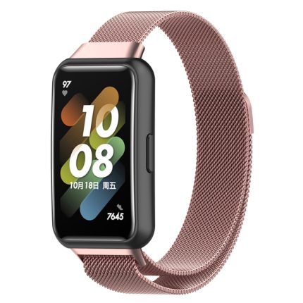 For Huawei Band 7 / 7 NFC Milan Metal Magnetic Watch Band(Rose Pink)