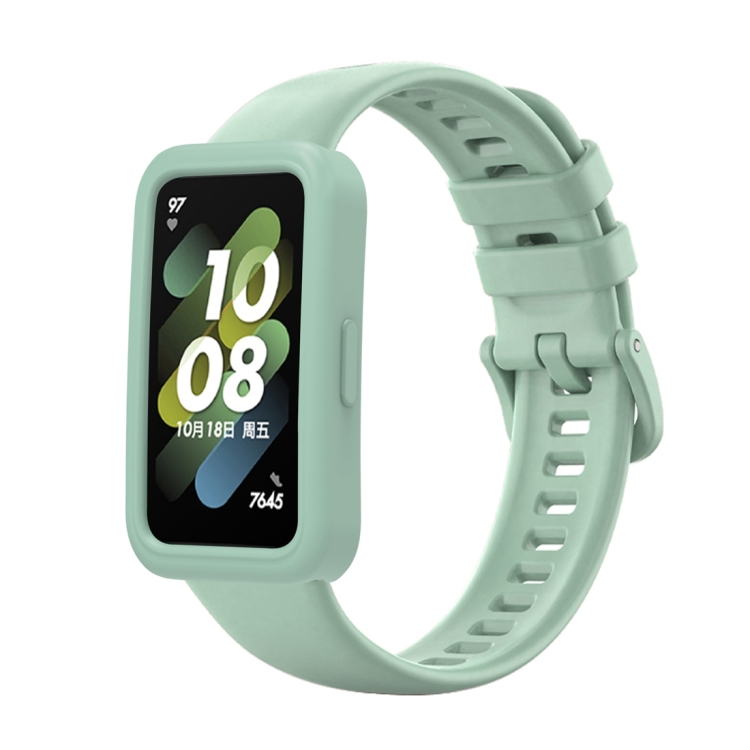 EDA004839701K For Huawei Band 8 Silicone Protective Case + Silicone Watch Band Kit(Light Green) - Image 1