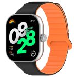 For Xiaomi Mi Band 8 Pro / Redmi Watch 4 Two Color Magnetic Silicone Watch Band(Black Orange)