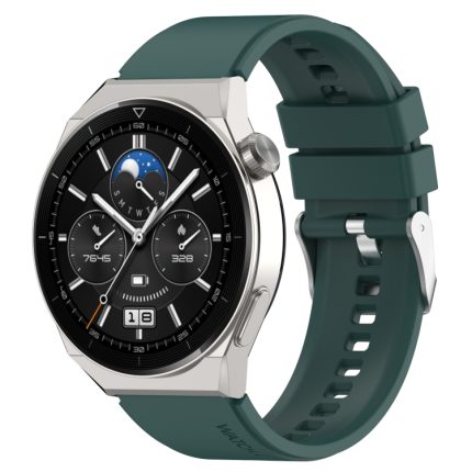 Για Huawei Watch GT3 42mm 20mm - Για Huawei Watch GT2 42mm / Watch 2 20mm - Για Honor Magic Watch 2 42mm 20mm Προεξέχουσα κεφαλή λουράκι σιλικόνης 20mm Ασημένια πόρπη (DARK GREEN)
