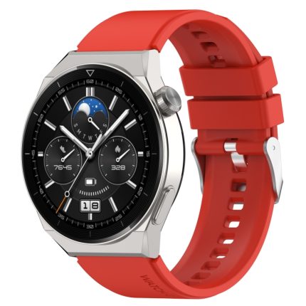 Για Huawei Watch GT3 42mm 20mm - Για Huawei Watch GT2 42mm / Watch 2 20mm - Για Honor Magic Watch 2 42mm 20mm Προεξέχουσα κεφαλή λουράκι σιλικόνης 20mm Ασημένια πόρπη (RED)