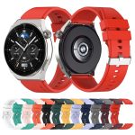 Για Huawei Watch GT3 42mm 20mm - Για Huawei Watch GT2 42mm / Watch 2 20mm - Για Honor Magic Watch 2 42mm 20mm Προεξέχουσα κεφαλή λουράκι σιλικόνης 20mm Ασημένια πόρπη (RED) - Image 2