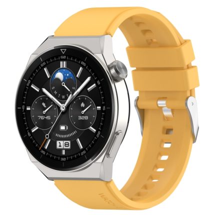 Για Huawei Watch GT3 42mm 20mm - Για Huawei Watch GT2 42mm / Watch 2 20mm - Για Honor Magic Watch 2 42mm 20mm Προεξέχουσα κεφαλή λουράκι σιλικόνης 20mm Ασημένια πόρπη (YELLOW)