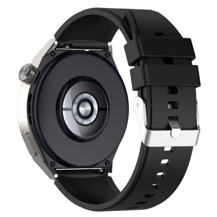 For Honor Magic Watch 2 Προεξέχον κεφαλή 42mm 20mm λουράκι σιλικόνης Ασημένια πόρπη (Μαύρη)