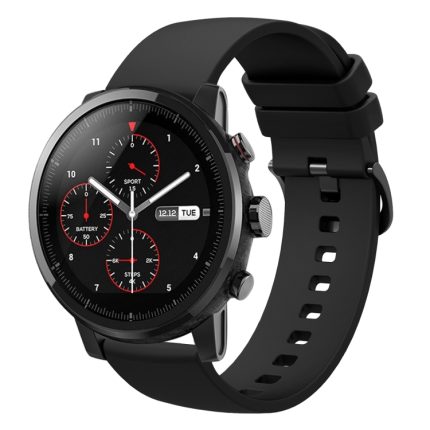 Για Amazfit 2 Stratos 22mm μονόχρωμο λουράκι  ρολογιού σιλικόνης (μαύρο)