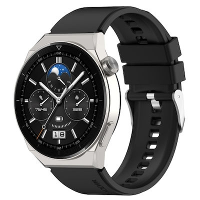 large_20230619223532_9c647d22 Για Huawei Watch GT3 42mm 20mm - Για Huawei Watch GT2 42mm / Watch 2 20mm - Για Honor Magic Watch 2 42mm 20mm Προεξέχουσα κεφαλή λουράκι σιλικόνης 20mm Ασημένια πόρπη (Μαύρη) - Image 1
