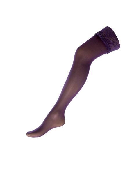 Κάλτσα Nylon Μοβ Με Δαντέλα