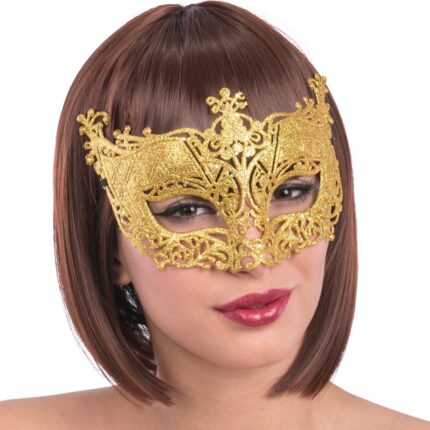 Μάσκα Ματιών Χρυσή με Glitter
