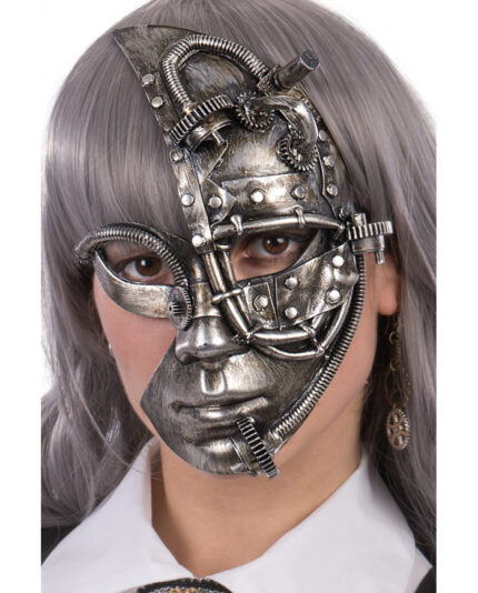 Μάσκα Προσώπου Half Face Steampunk Ασημί