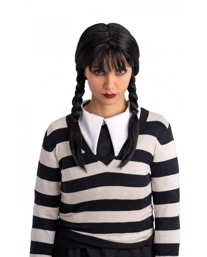 CA_02196_perouka_wednesday_kotsides_afeleies Περούκα Κορίτσι Του Τρόμου Με Κοτσίδες Και Αφέλειες - Image 1