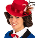 Περούκα Mary Poppins Καστανή Με Κόκκινο Καπέλο