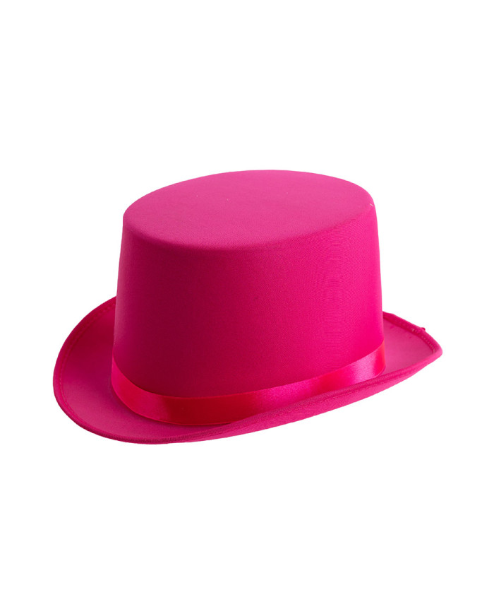 CA_03670_apokriatiko_kapelo_fluo_roz_satin_58cm Καπέλο Ημίψηλο Σατέν Ροζ Fluo - Image 1