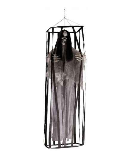 Κρεμαστός Διακοσμητικός Σκελετός Halloween Σε Κλουβί 160 εκ.
