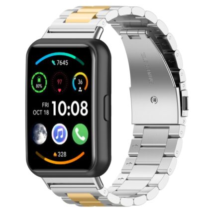 Για Huawei Watch Fit 2 Ζώνη ρολογιών από ανοξείδωτο ατσάλι μετάλλων τριών σφαιριδίων (Silver Gold)