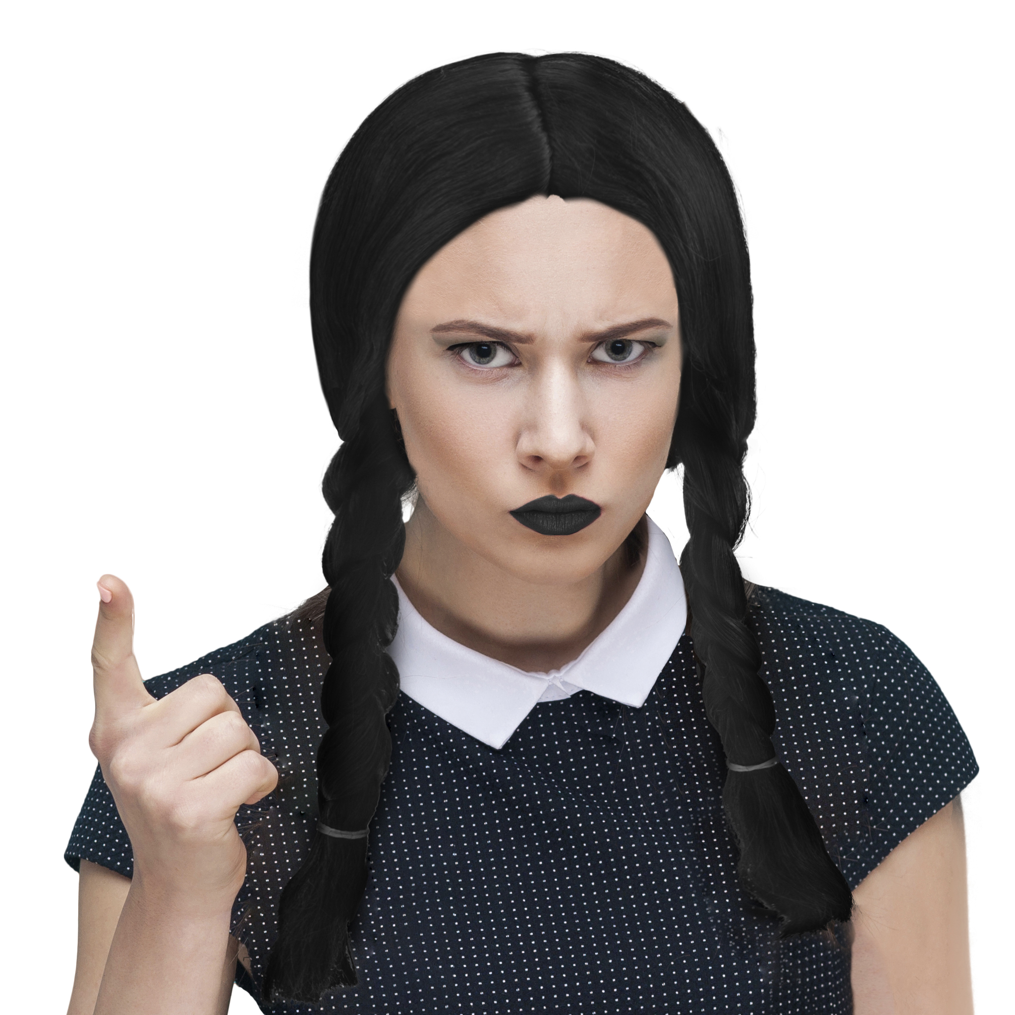 ES_54986_perouka_wednesday_adams_family Περούκα Κορίτσι Του Τρόμου Μακριά Με Κοτσίδες - Image 1