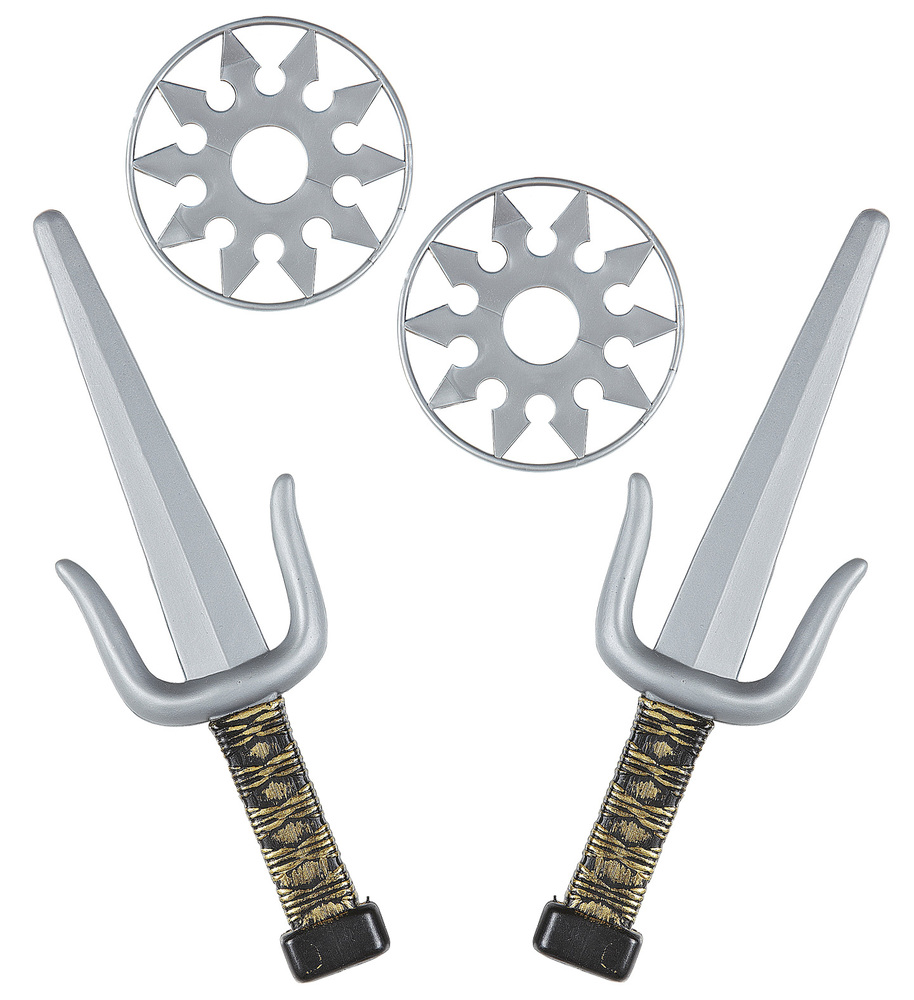W_01205_apokriatika_opla_ninja_set Όπλα Νίντζα Σετ ( 2 Σπαθιά, 2 Αστεράκια) - Image 1