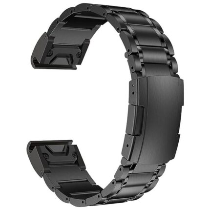 Για Garmin 22mm Five-beads Titanium Alloy Push Buckle Metal Quick Release Watch Band(Black) 