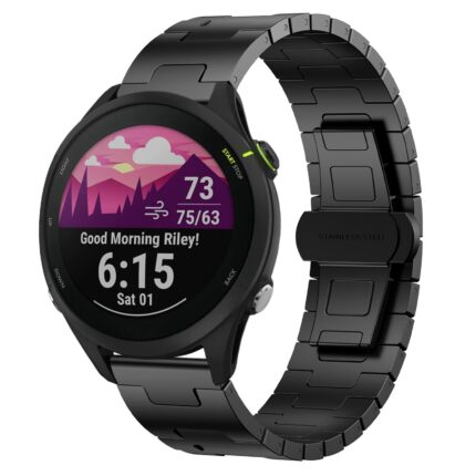 Για Garmin Forerunner 255 Titanium Alloy 22mm Metal Watch Band(Black) 