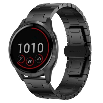 Για Garmin Vivoactive 4 Titanium Alloy 22mm Metal Watch Band(Black) 