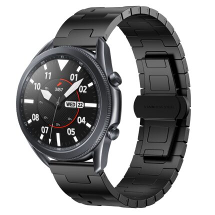 Για Samsung Galaxy Watch 3 45mm Titanium Alloy 22mm Metal Watch Band(Black) 