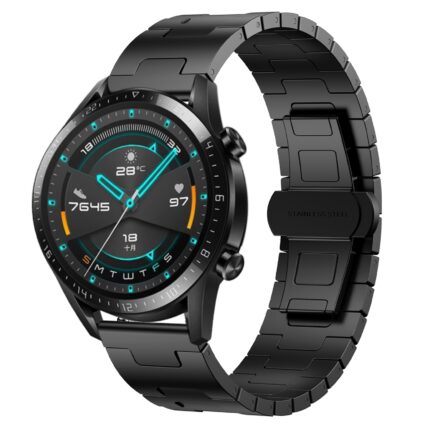 Για Huawei Watch GT2 46mm Titanium Alloy 22mm Metal Watch Band(Black) 
