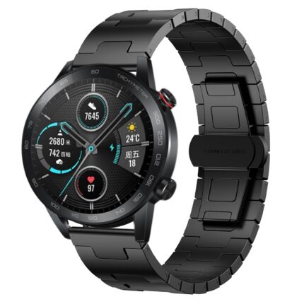 Για Honor Magic Watch 2 46mm Titanium Alloy 22mm Metal Watch Band(Black) 