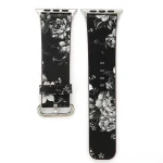 Fashion Pastoralism Style Little Floral Pattern Women Watch Leather Wrist Band For Apple Watch Series 7 41mm / 6&SE&5&4 40mm / 3&2&1 38mm (BLACK) - Image 2