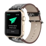 Fashion Pastoralism Style Little Floral Pattern Women Watch Leather Wrist Band For Apple Watch Series 7 41mm / 6&SE&5&4 40mm / 3&2&1 38mm (BLACK) - Image 3