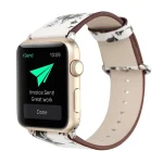 For Apple Watch Ultra 49mm&Watch Ultra 2 49mm / Series 9&8&7 45mm / SE 3&SE 2&6&SE&5&4 44mm / 3&2&1 42mm Fashion Pastoralism Style Little Floral Pattern Women Watch Leather Watch Band  (WHITE)