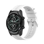 For TicWatch Pro 3 Silicone Watch Band with Silver Steel Buckle(White) - Image 4