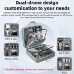 For DJI Air 3 / Air 3S / Mini 4 Pro STARTRC Dual-Drone Shoulder Storage Bag PU Handbag (Grey) - Image 6