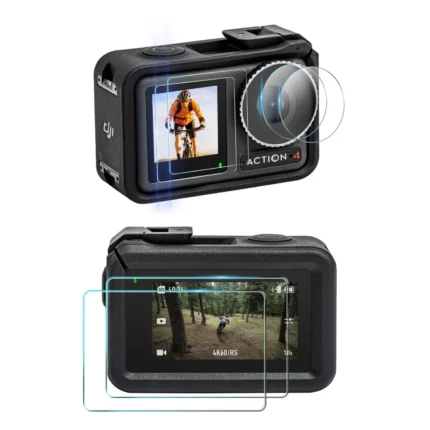 For DJI Osmo Action 4 STARTRC 3 in 1 Lens Protector Front and Rear Screen Tempered Glass Films(2 Sets)