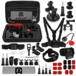 PULUZ 45 in 1 Accessories Ultimate Combo Kits with EVA Case (Chest Strap + Suction Cup Mount + 3-Way Pivot Arms + J-Hook Buckle + Wrist Strap + Helmet Strap + Surface Mounts + Tripod Adapter + Storage Bag + Handlebar Mount + Wrench) for GoPro, Insta360, DJI and Other Action Cameras