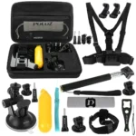 PULUZ 20 in 1 Accessories Combo Kits with EVA Case (Chest Strap + Head Strap + Suction Cup Mount + 3-Way Pivot Arm + J-Hook Buckles + Extendable Monopod + Tripod Adapter + Bobber Hand Grip + Storage Bag + Wrench) for GoPro, Insta360, DJI and Other Action Cameras - Image 2