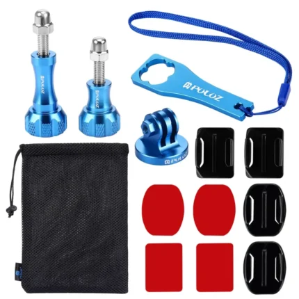 PULUZ 13 in 1 CNC Metal Accessories Combo Kits (Screws + Surface Mounts + Tripod Adapter + Storage Bag + Wrench) for GoPro, Insta360, DJI and Other Action Cameras
