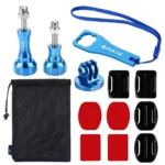 PULUZ 13 in 1 CNC Metal Accessories Combo Kits (Screws + Surface Mounts + Tripod Adapter + Storage Bag + Wrench) for GoPro, Insta360, DJI and Other Action Cameras - Image 2