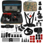 PULUZ 45 in 1 Accessories Ultimate Combo Kits with Camouflage EVA Case (Chest Strap + Suction Cup Mount + 3-Way Pivot Arms + J-Hook Buckle + Wrist Strap + Helmet Strap + Surface Mounts + Tripod Adapter + Storage Bag + Handlebar Mount + Wrench) for GoPro, Insta360, DJI and Other Action Cameras