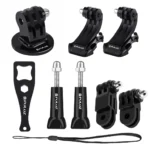 PULUZ 20 in 1 Accessories Combo Kits with Orange EVA Case (Chest Strap + Head Strap + Suction Cup Mount + 3-Way Pivot Arm + J-Hook Buckles + Extendable Monopod + Tripod Adapter + Bobber Hand Grip + Storage Bag + Wrench) for GoPro, Insta360, DJI and Other Action Cameras - Image 9