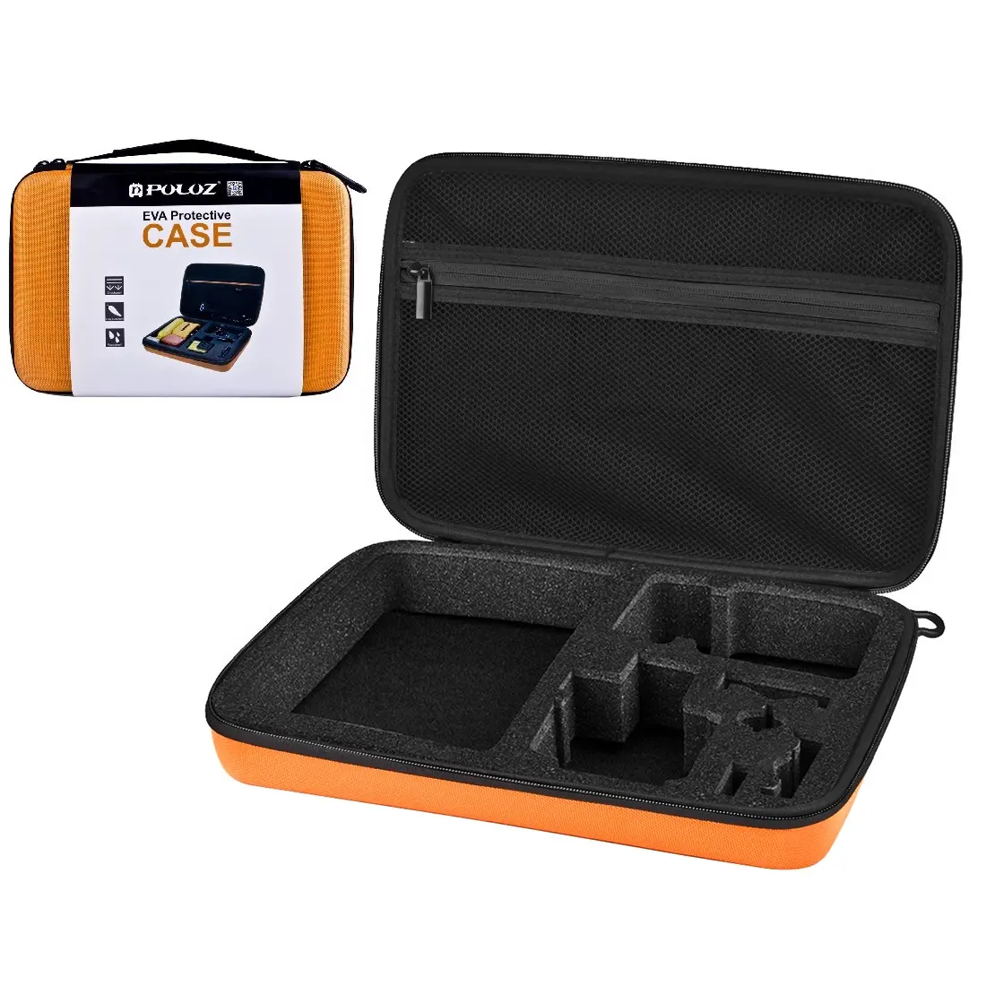 PU170 PULUZ Waterproof Carrying and Travel Case for for GoPro, Insta360, DJI and Other Action Cameras Accessories, Large Size: 32cm x 22cm x 7cm(Orange) - Image 1