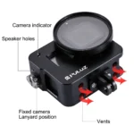PULUZ Housing Shell CNC Aluminum Alloy Protective Cage with 52mm UV Lens for GoPro HERO(2018) /7 Black /6 /5(Black) - Image 6