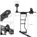 PULUZ CNC Aluminum Single Hand Diving Photography Bracket Handheld Holder, Compatible with DJI Osmo Action, GoPro NEW HERO /HERO7 /6 /5 /5 Session /4 Session /4 /3+ /3 /2 /1, Xiaoyi and Other Action Cameras, DSLR Cameras(Black) - Image 4