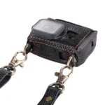 PULUZ for GoPro HERO7 Black /6 /5 Litchi Texture Genuine Leather Housing Case with Set Key Hole & Neck Strap & 52mm UV Lens(Black) - Image 4