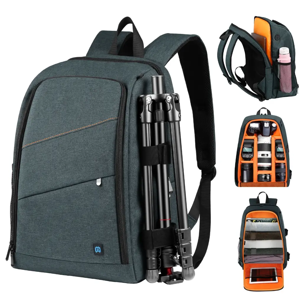PU5011H PULUZ Outdoor Portable Waterproof Scratch-proof Dual Shoulders Backpack Handheld PTZ Stabilizer Camera Bag with Rain Cover for Digital Camera, DJI Ronin-SC / Ronin-S(Grey) - Image 1