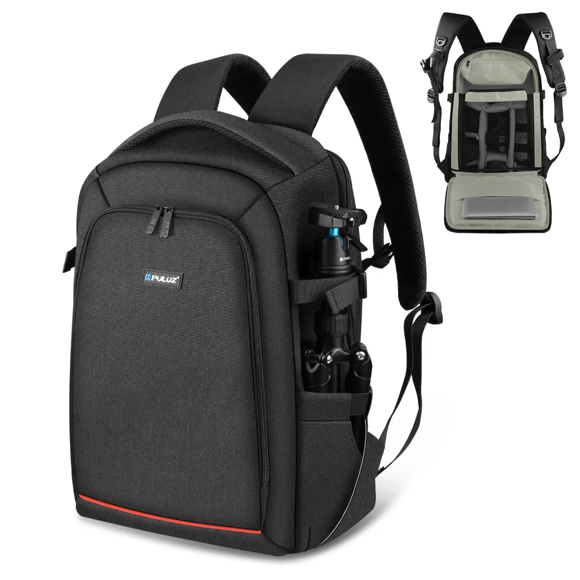 PU5015B PULUZ Outdoor Portable Waterproof Scratch-proof Dual Shoulders Backpack Handheld PTZ Stabilizer Camera Bag with Rain Cover for Digital Camera, DJI Ronin-SC / Ronin-S (Black) - Image 1