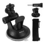 PULUZ Car Suction Cup Mount with Screw & Tripod Mount Adapter & Storage Bag for GoPro, Insta360, DJI and Other Action Cameras