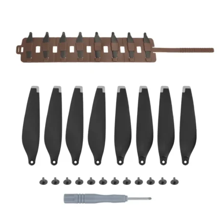 Sunnylife MM3-SN443 For Mini 3 Pro Propeller Blades + Silicone Folding Storage Bag(Silver Tip+Brown Bag)