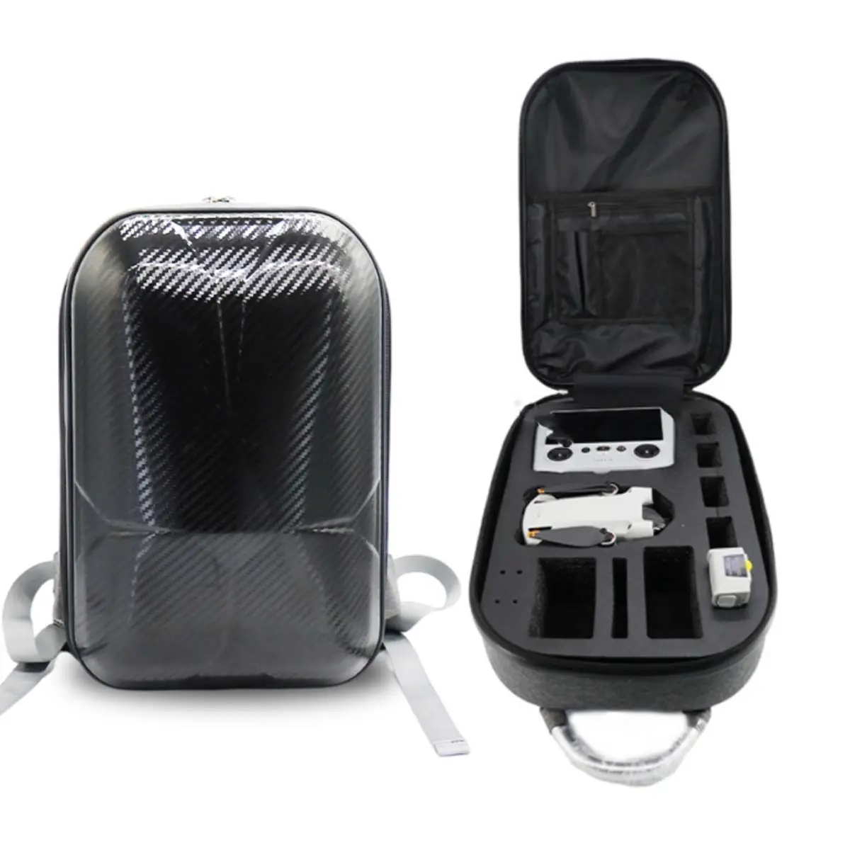 TBD0602846301A Hard Shell PC Carbon Fiber Backpack for DJI Mini 3 Pro Drone(Dark Grey) - Image 1