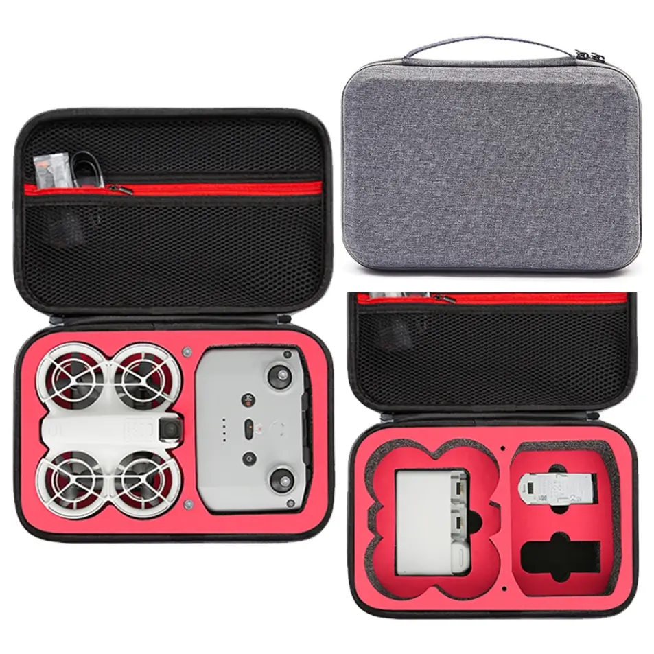 TBD0605220801A For DJI Neo Fly More Combo Carrying Case Handbag Protective Box(Gray + Red Inner) - Image 1