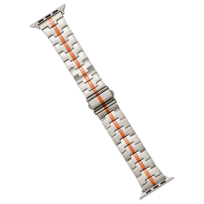 EDA006243204K For Apple Watch Series 9 45mm Stainless Steel Watch Band(Starlight Orange) - Image 1